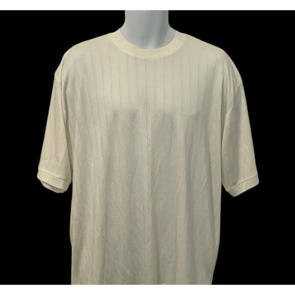 Carlo Pacini Mens Crew Neck Pullover Shirt Size M Ivory Short Sleeve - Picture 4 of 9